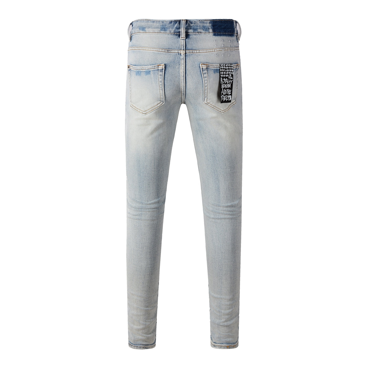 Casual Light Blue Jeans with Frayed Rips 3006