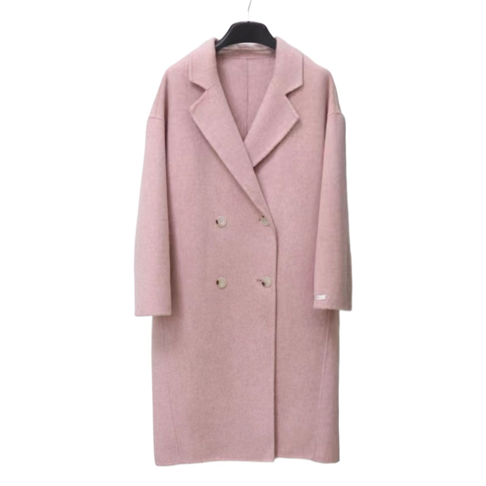 New High-End Loose Cocoon 4-Button Wool Mid-Length Coat