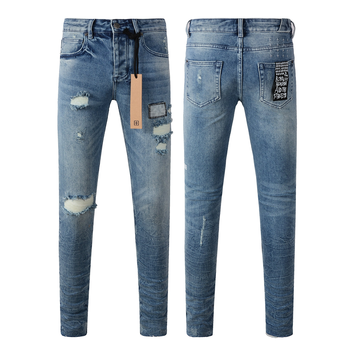 Edgy Blue Denim with Distressed Rip Accents 3007