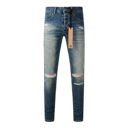 Classic Blue Ripped Knee Skinny Jeans 3018