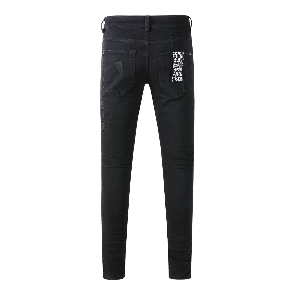 Jet Black Slim Fit Jeans with Logo Accent 3016