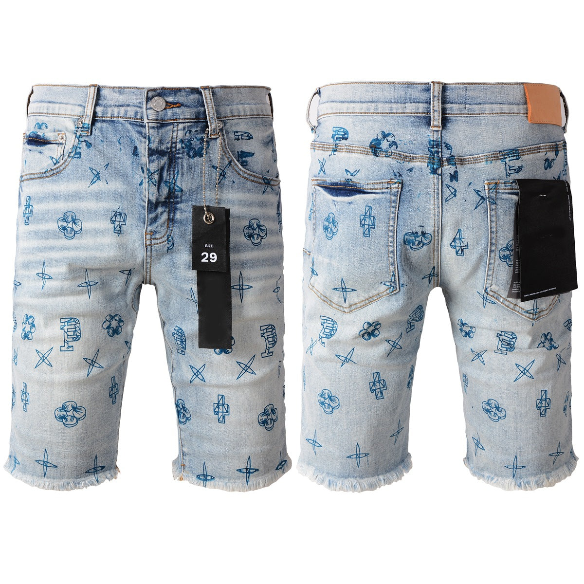 Blue Jean Shorts 5063 with Blue Print Design