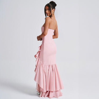 New Fashionable Sexy Off-Shoulder Strapless Asymmetrical Elegant Dress D1992886