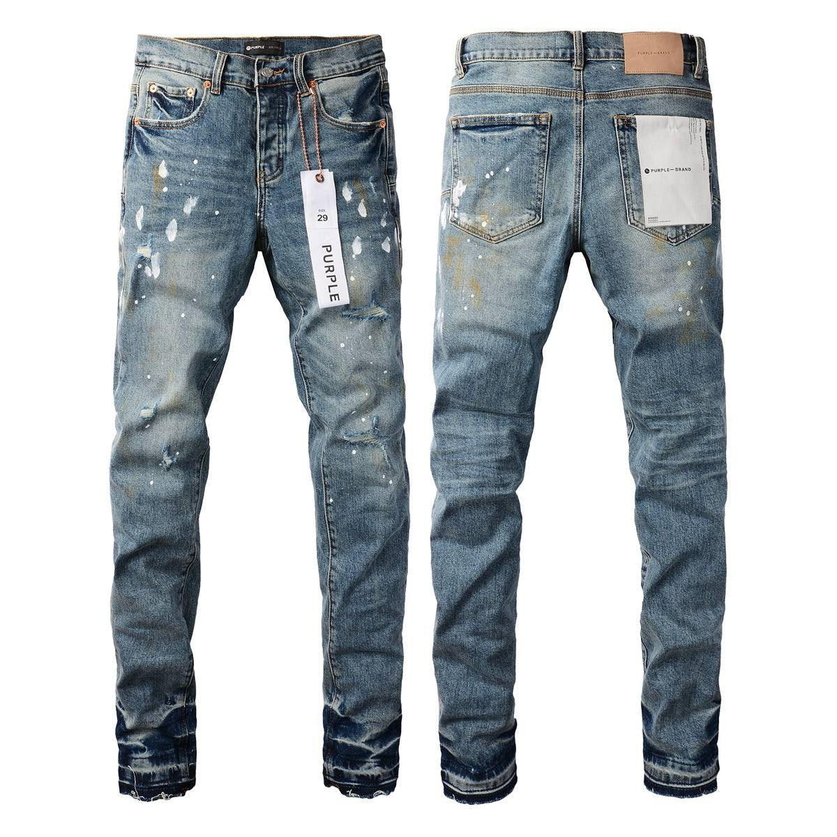 Blue Paint Distressed Jeans 9077 with Vintage-Inspired Worn Look