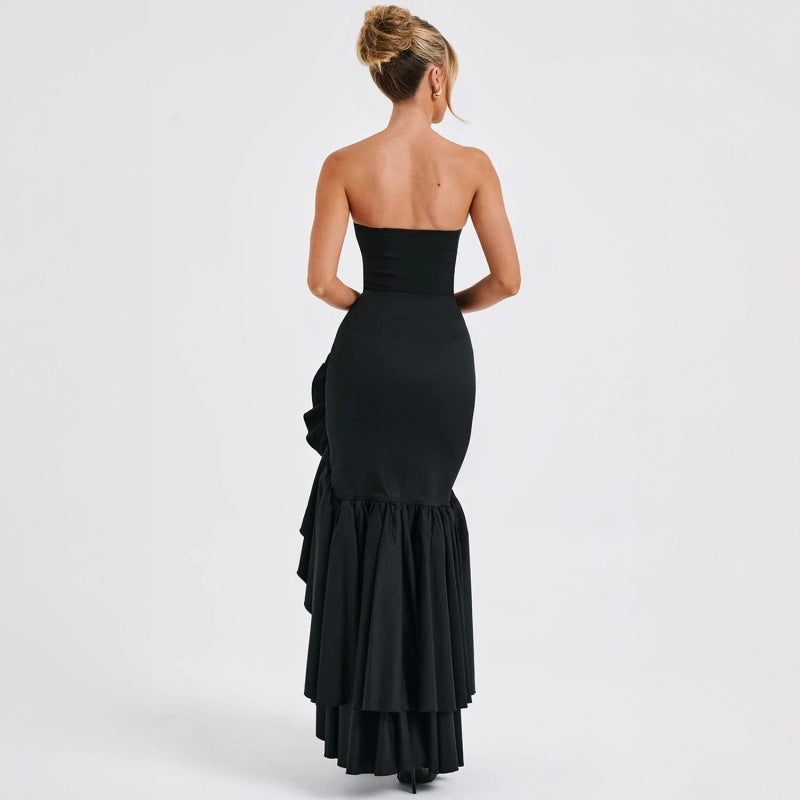 New Fashionable Sexy Off-Shoulder Strapless Asymmetrical Elegant Dress D1992886