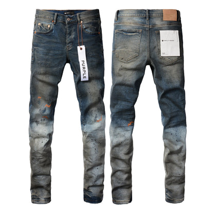 Mens Purple Ripped Jeans Skinny Slim Fit Denim Pants 2024 Designer Flared Jeans for Men