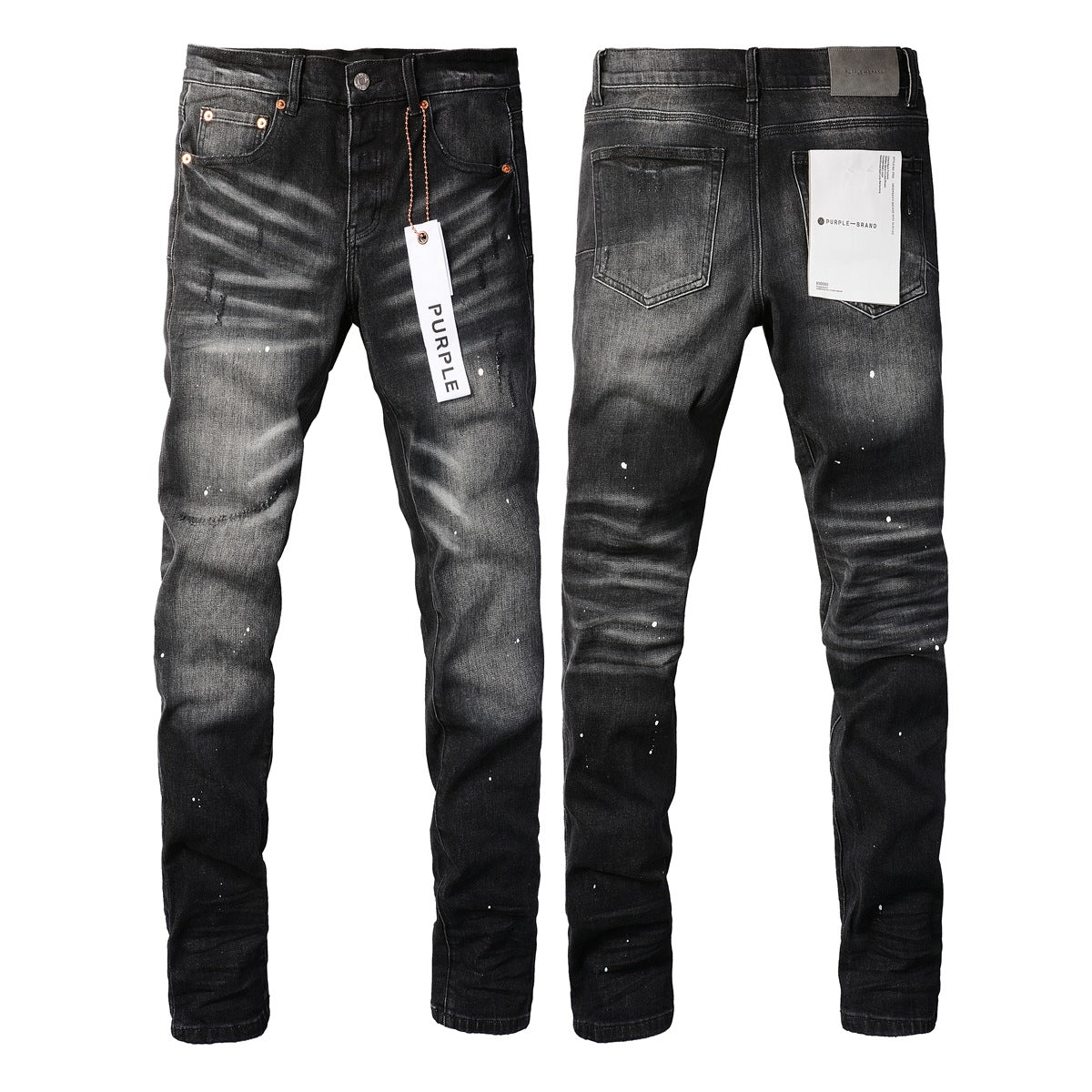 Jeans With High Street Black Paint Distressed 9002 Fashion Pants