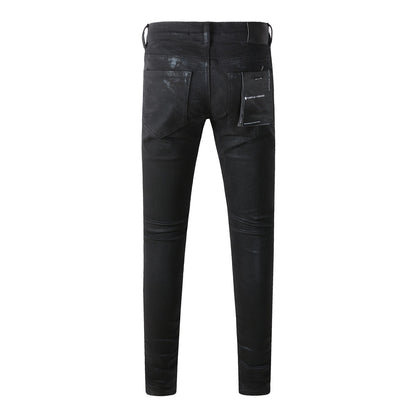 Fashion-Forward Black Jeans 9082 with Innovative Layered Design for a Bold Statement