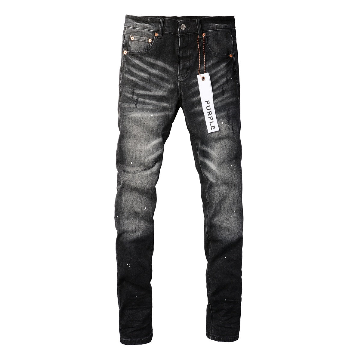 Jeans With High Street Black Paint Distressed 9002 Fashion Pants