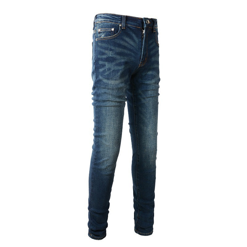 6601 European and American Trendy Brand High Street Jeans Blue Men's Jeans Korean Version