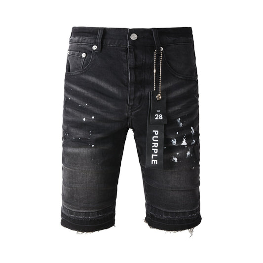 Black Jean Shorts 5002 Featuring White Dotted Design