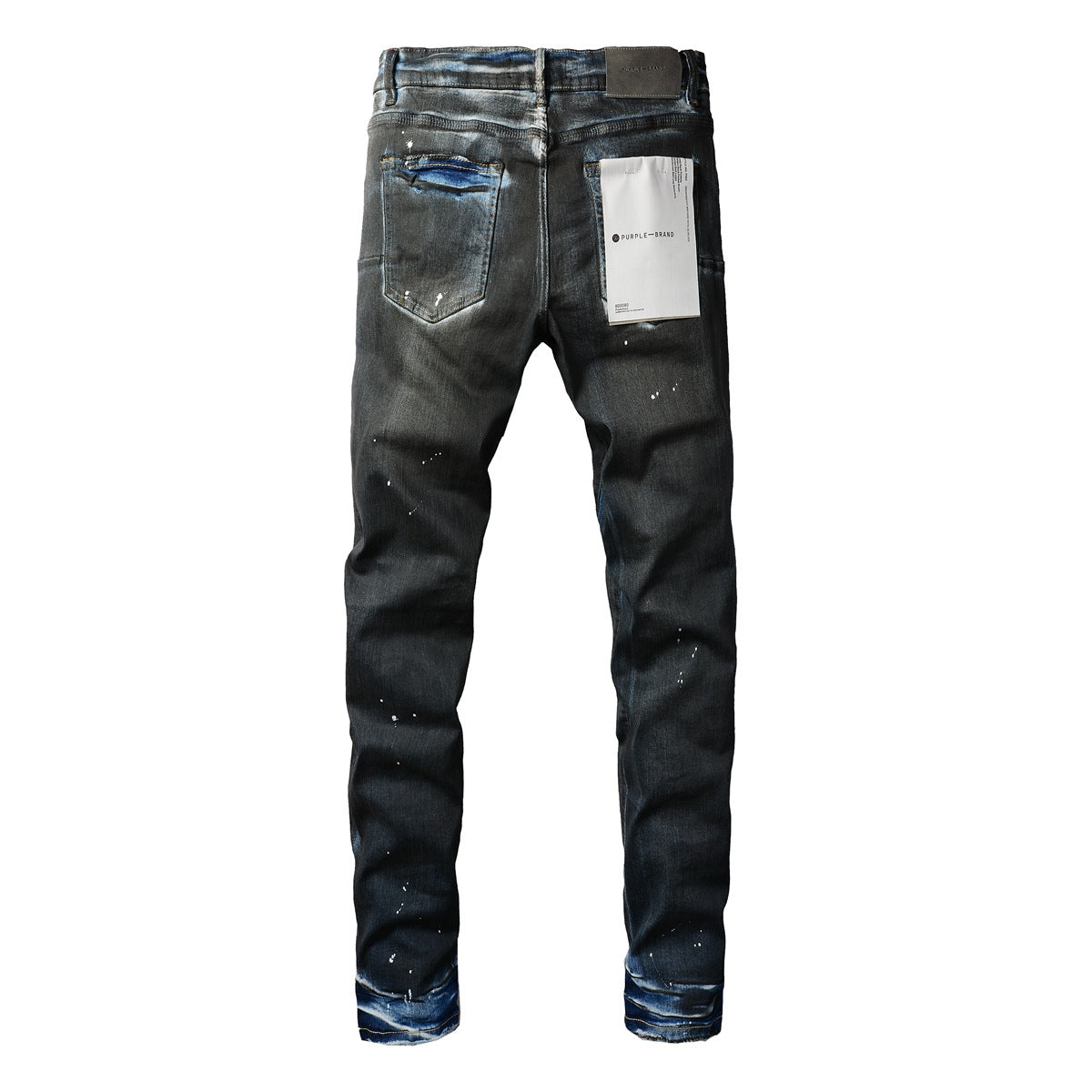 Mens Purple Skinny Jeans with Ripped Detail - Fashionable Denim Biker Pants with Patches and Printed Design