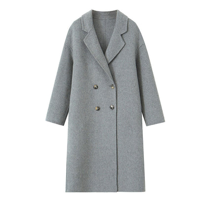 New High-End Loose Cocoon 4-Button Wool Mid-Length Coat