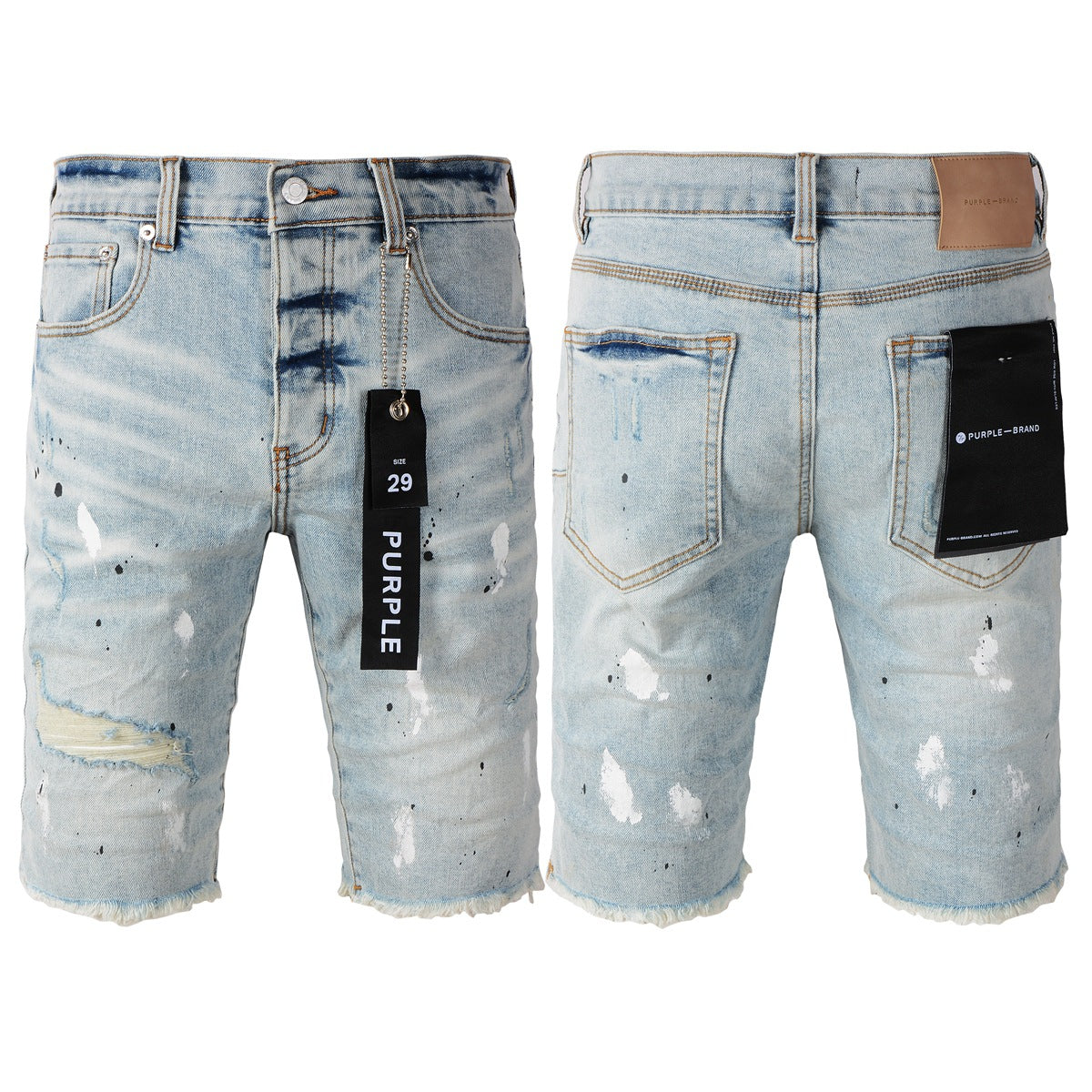 New Jeans Men Personality Fashion Splash-Ink Vintage Jean Shorts