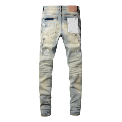 Fashion Men Black Jeans Distressed Hole Unique Personality 9007