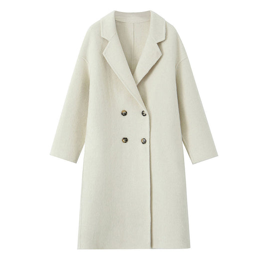 New High-End Loose Cocoon 4-Button Wool Mid-Length Coat