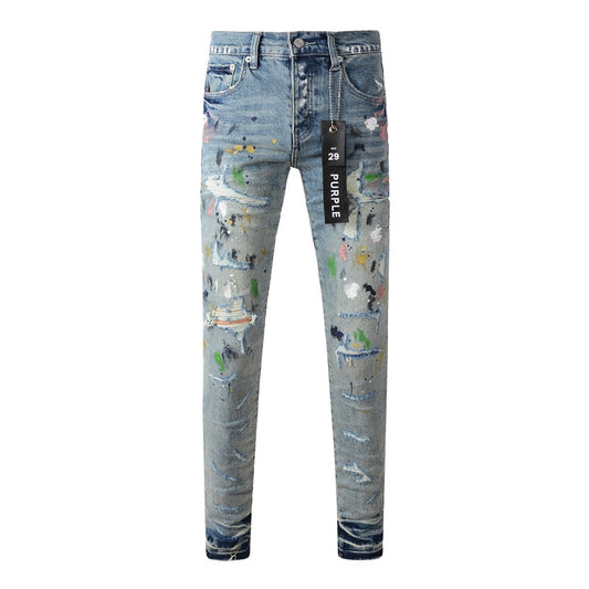 Light Blue Distressed Jeans 9072 with Trendy Ripped Details