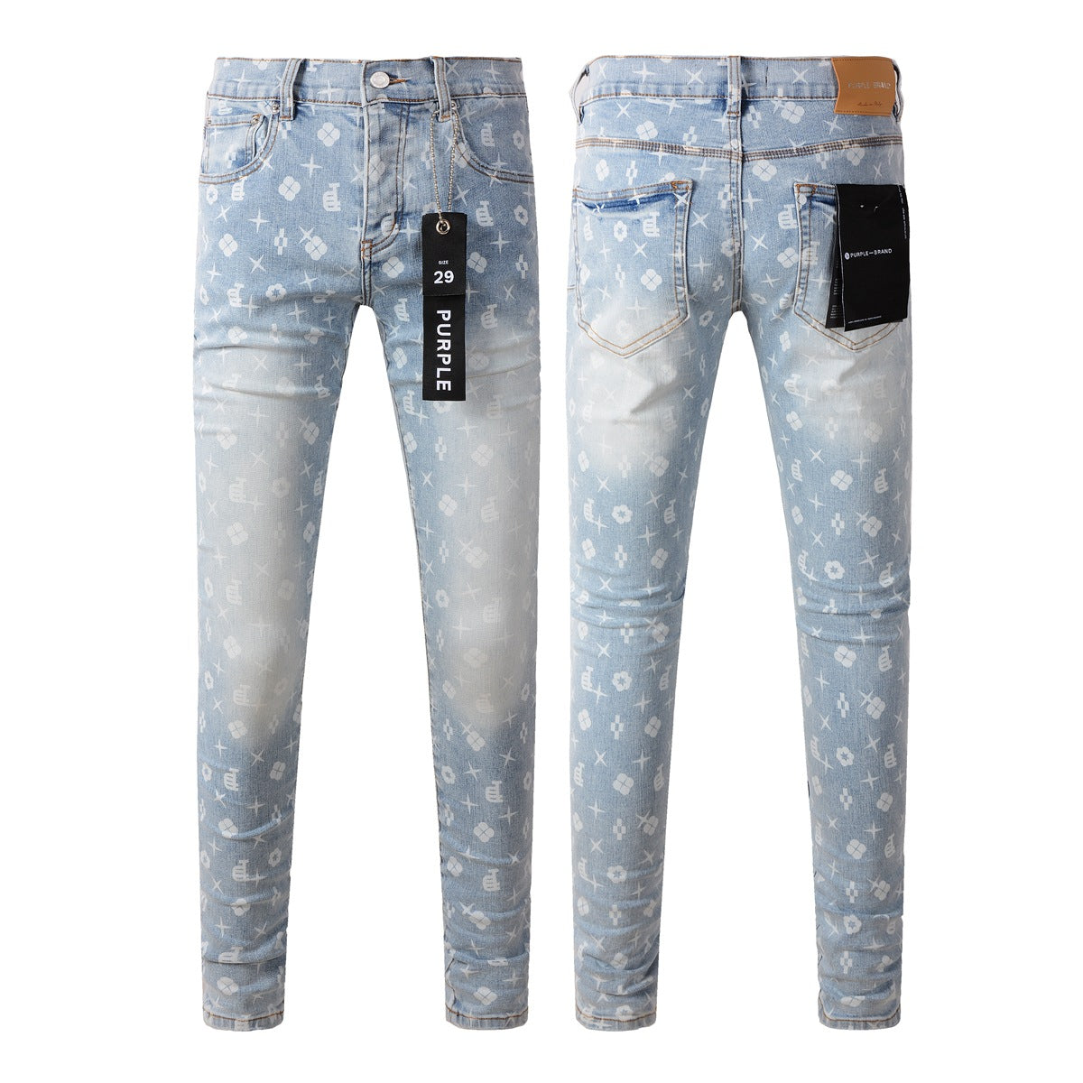 Trendy Blue Jeans 9089 Featuring Unique Print Details