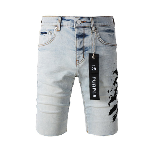 Blue Jean Shorts 5048 with Black Print Design