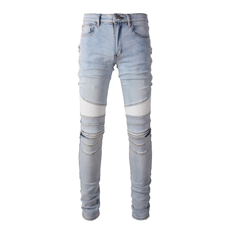 Cross-border Jeans Trendy Brand Retro Jeans Locomotive Style Men's Jeans Slim #6630