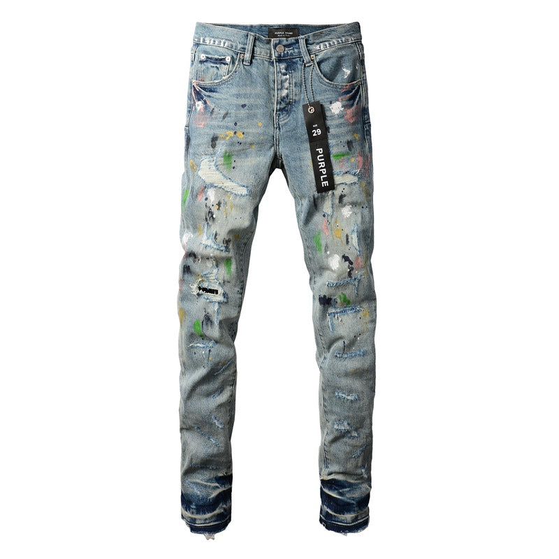 Light Blue Distressed Jeans 9072 with Trendy Ripped Details