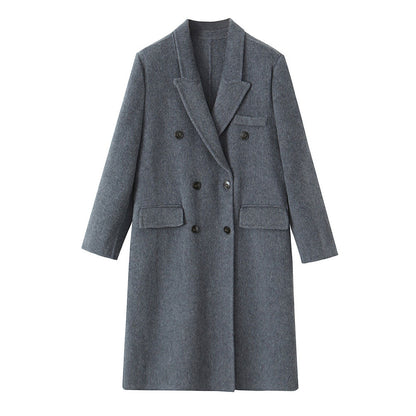 Double-Sided Wool Coat for Women with Long Notched Lapels